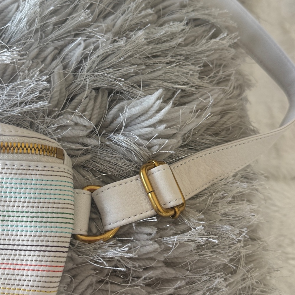 HOBO Cream Leather Crossbody Belt Bag with Subtle Multi-Color Stripe - Picture 3 of 7